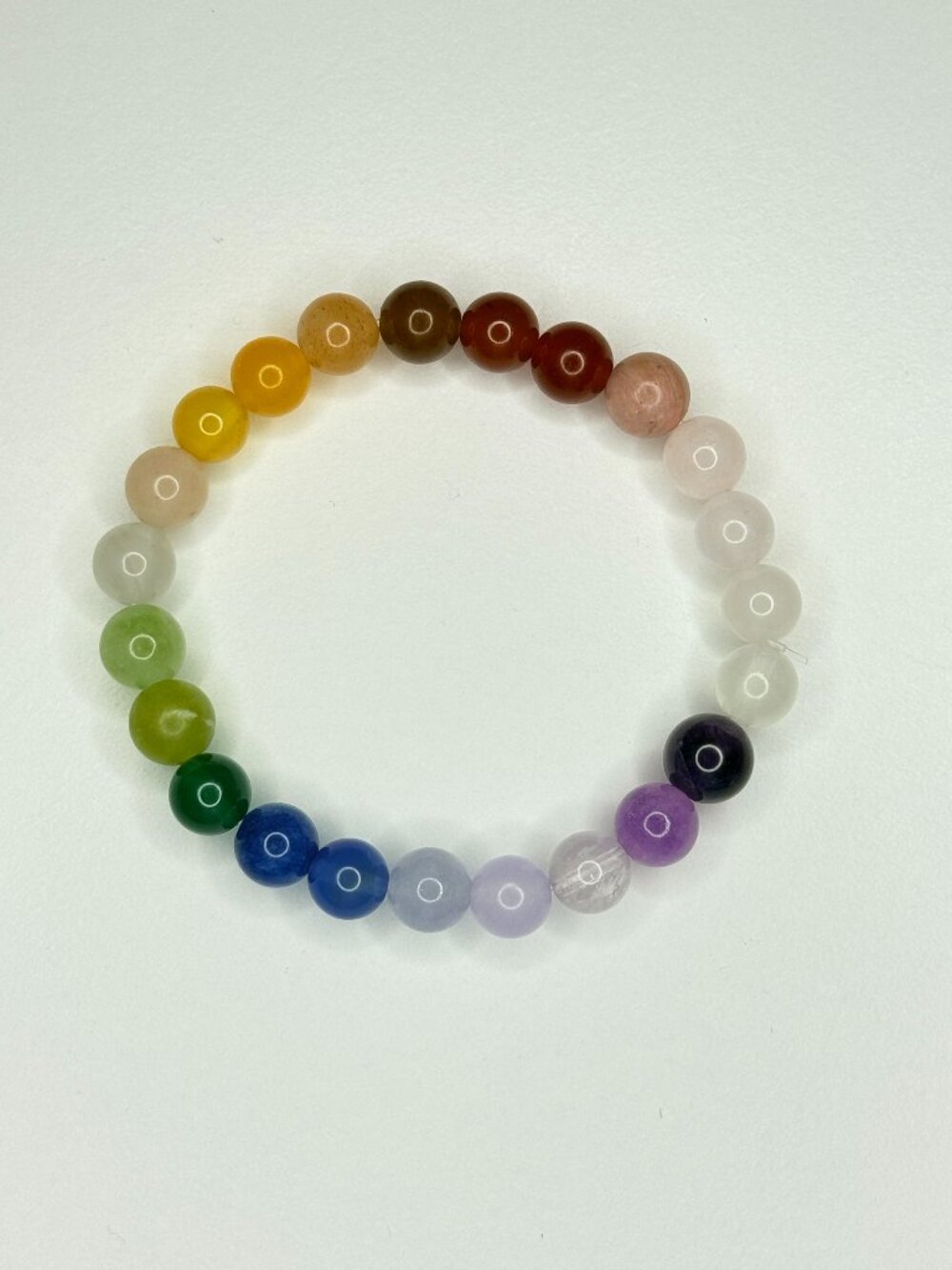 Rainbow Natural Gemstone 8mm Beaded Stretch Bracelet